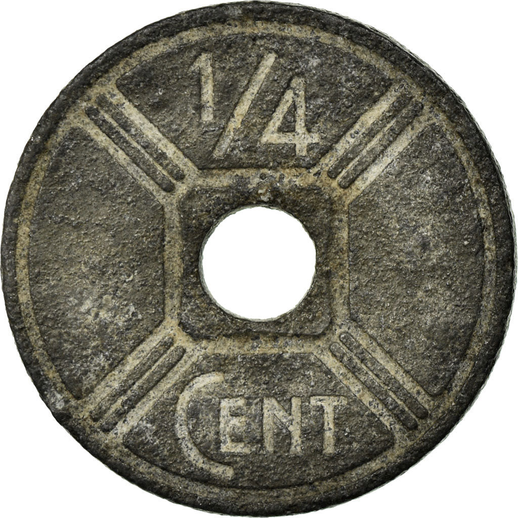 Coin, FRENCH INDO-CHINA, 1/4 Cent, 1942, VF(30-35), Zinc, KM:25