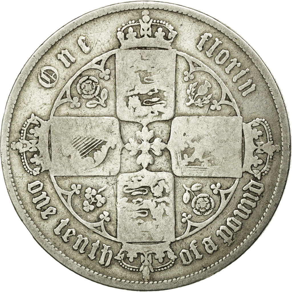 Coin, Great Britain, Victoria, Florin, Two Shillings, 1853, VF(20-25), Silver