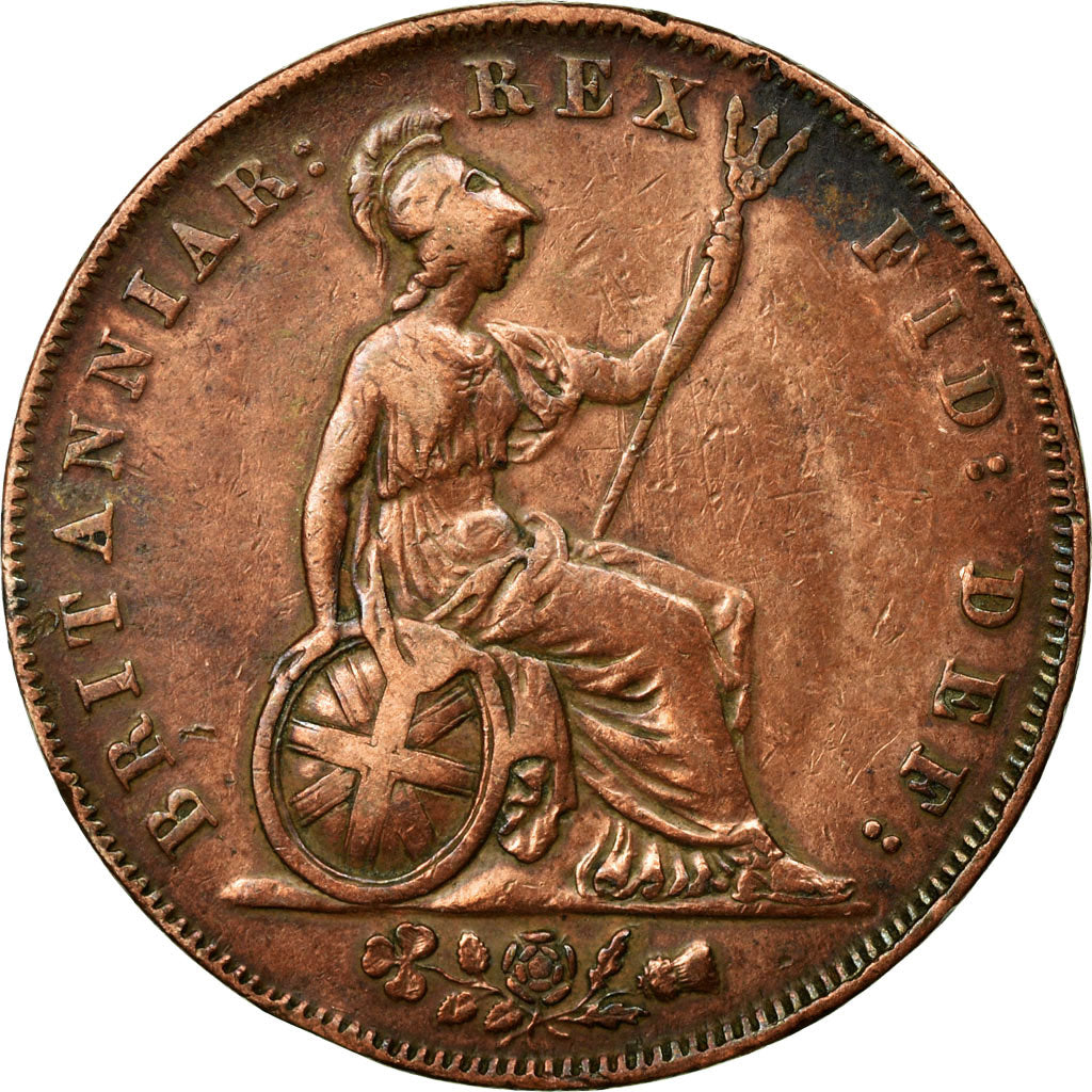 Coin, Great Britain, George IV, 1/2 Penny, 1827, EF(40-45), Copper, KM:692