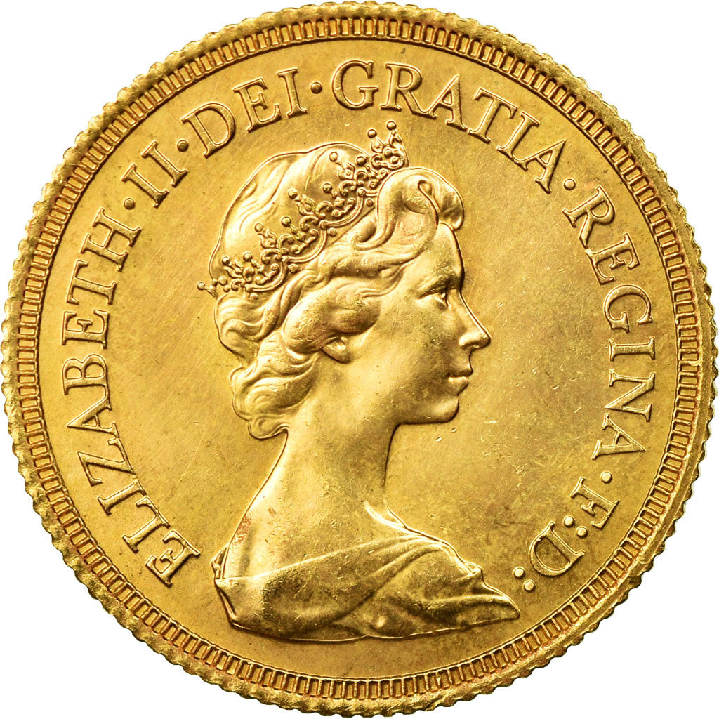 Coin, Great Britain, Elizabeth II, Sovereign, 1976, AU(55-58), Gold, KM:919