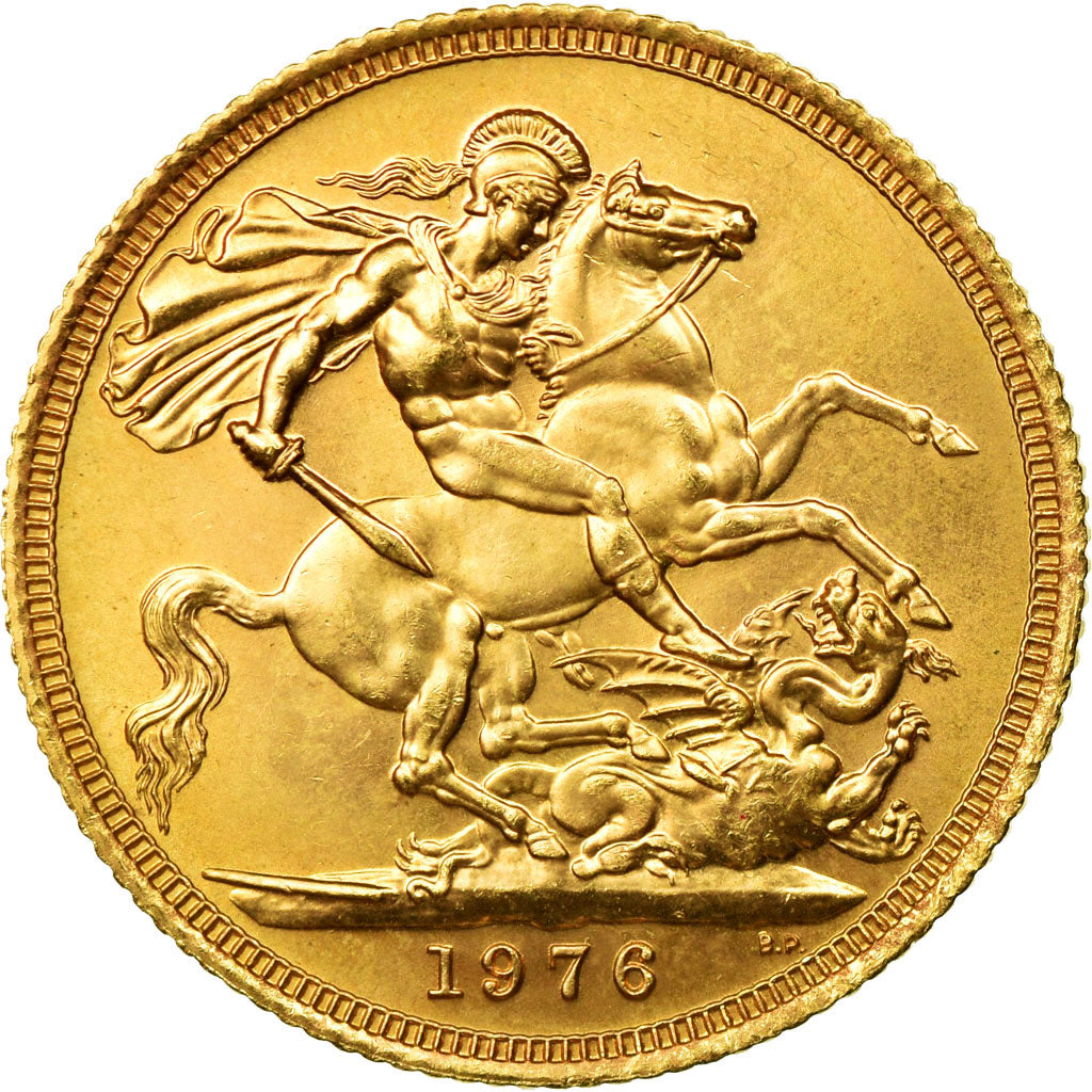 Coin, Great Britain, Elizabeth II, Sovereign, 1976, AU(55-58), Gold, KM:919