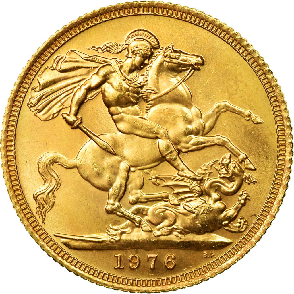 Coin, Great Britain, Elizabeth II, Sovereign, 1976, AU(55-58), Gold, KM:919