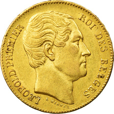 Moneta, Belgia, Leopold I, 20 Francs, 20 Frank, 1865, AU(55-58), Złoto, KM:23
