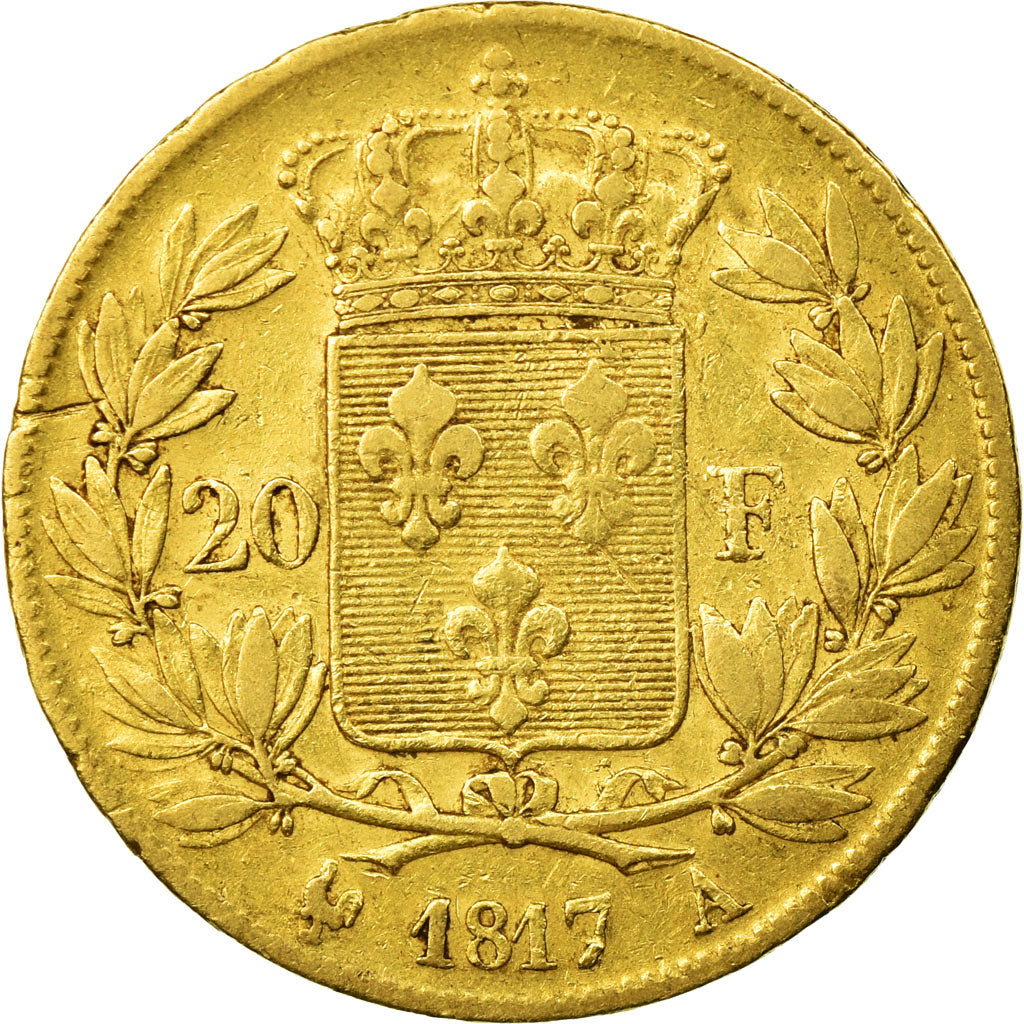 Coin, France, Louis XVIII, 20 Francs, 1817, Paris, VF(30-35), Gold, KM 712.1