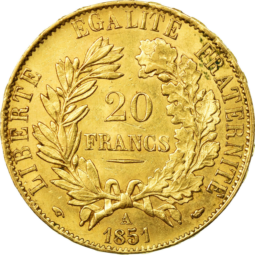 Coin, France, Cérès, 20 Francs, 1851, Paris, AU(50-53), Gold, KM:762