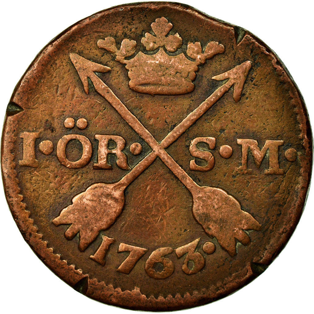 Coin, Sweden, Adolf Frederick, Ore, S.M., 1763, VF(20-25), Copper, KM:460