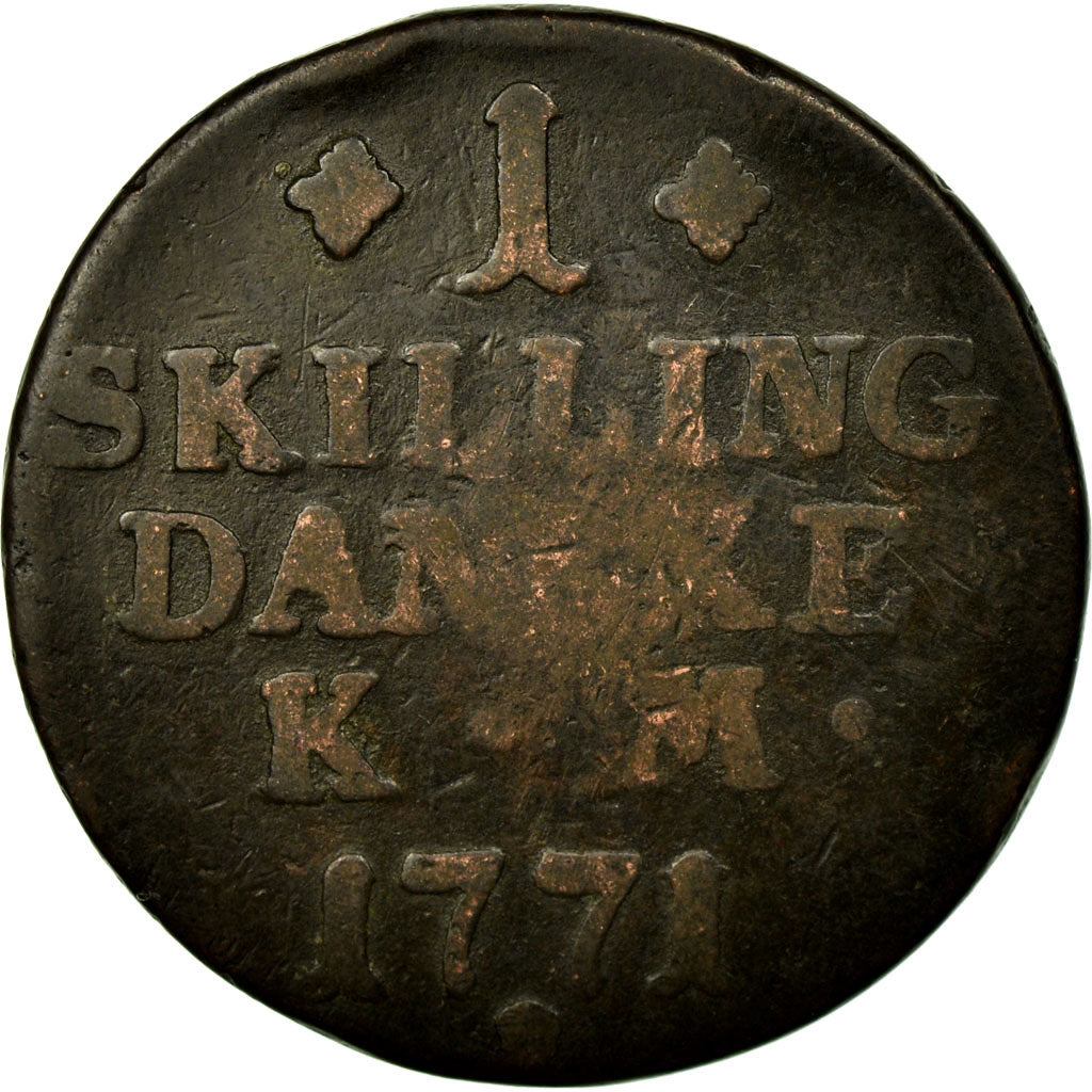 Coin, Denmark, Christian VII, Skilling, 1771, VF(20-25), Copper, KM:616.1