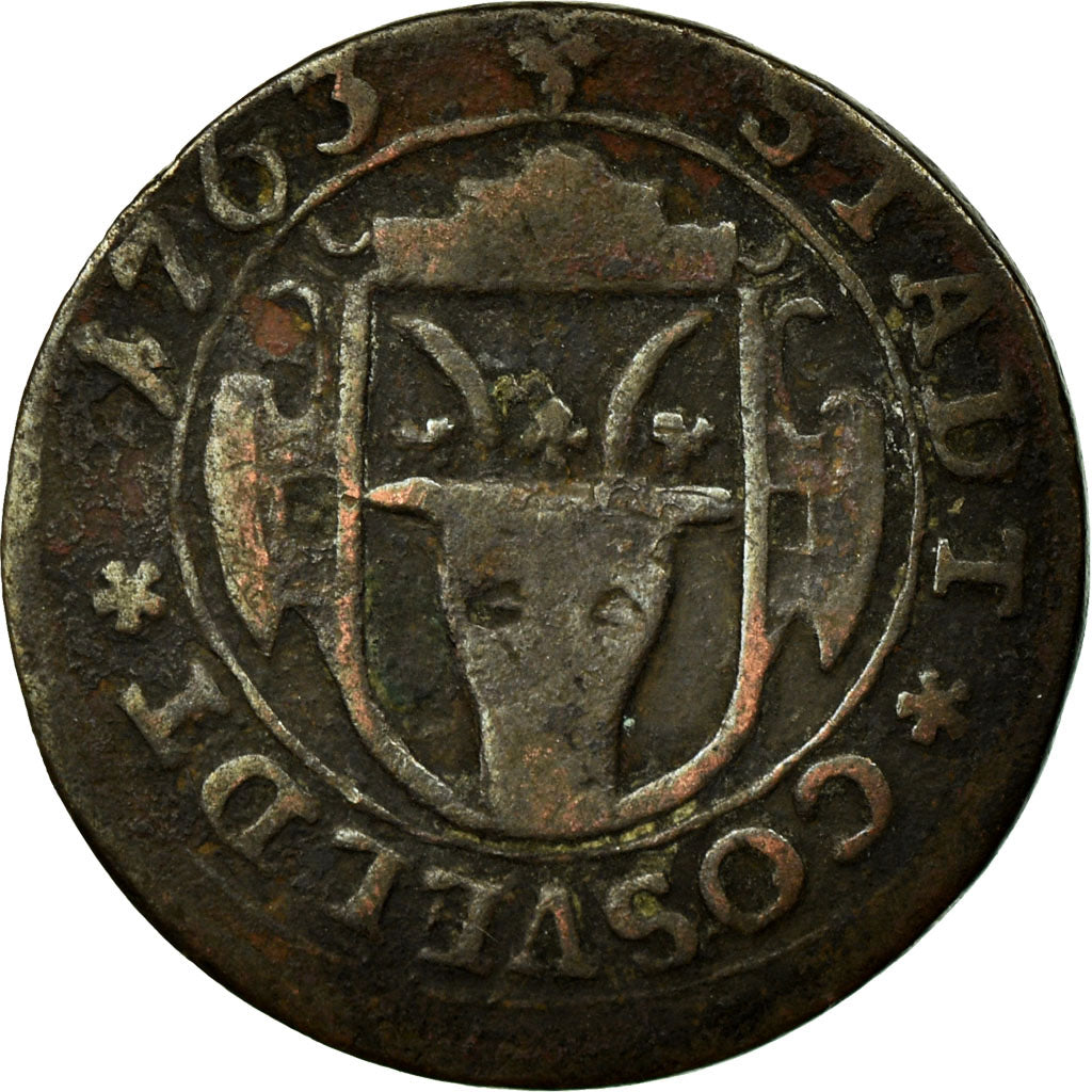 Münze, Deutsch Staaten, COESFELD, 4 Pfennig, 1763, Coesfeld, S+, Kupfer, KM:14