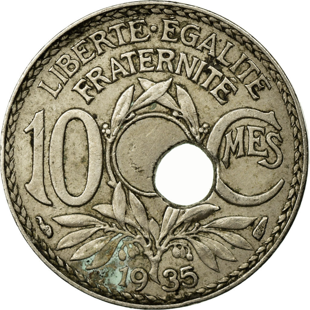 Coin, France, Lindauer, 10 Centimes, 1935, Trou Décentré, EF(40-45)