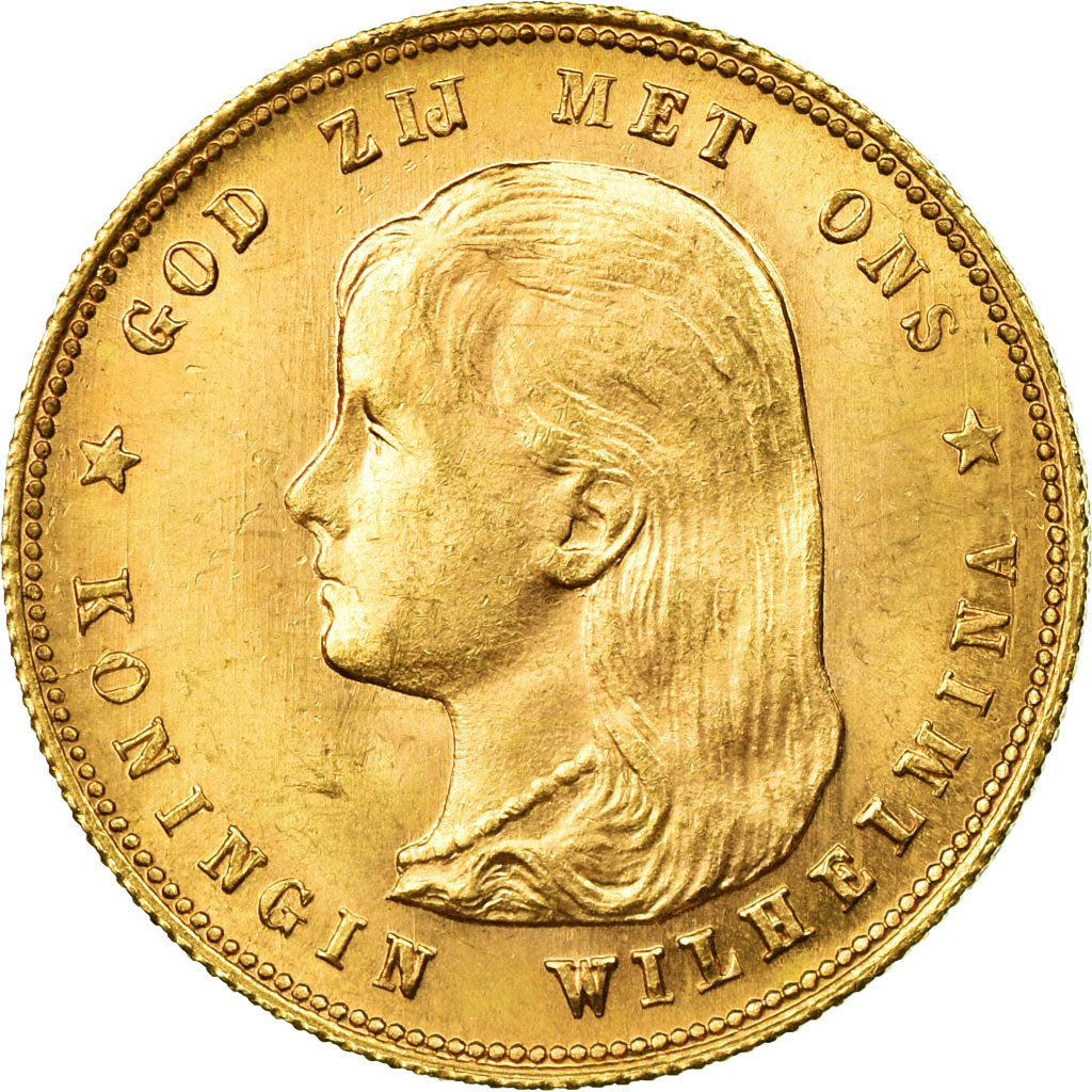 Coin, Netherlands, Wilhelmina I, 10 Gulden, 1897, AU(55-58), Gold, KM:118