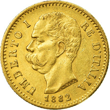 Moeda, Itália, Umberto I, 20 Lire, 1882, Rome, EF(40-45), Dourado, KM:21