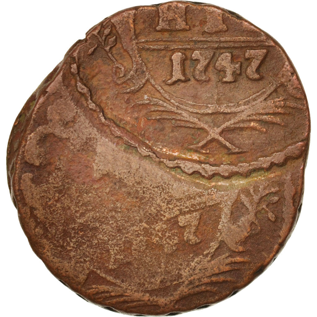 Russia, Denga, 1747, Double strike Off-center, KM:188