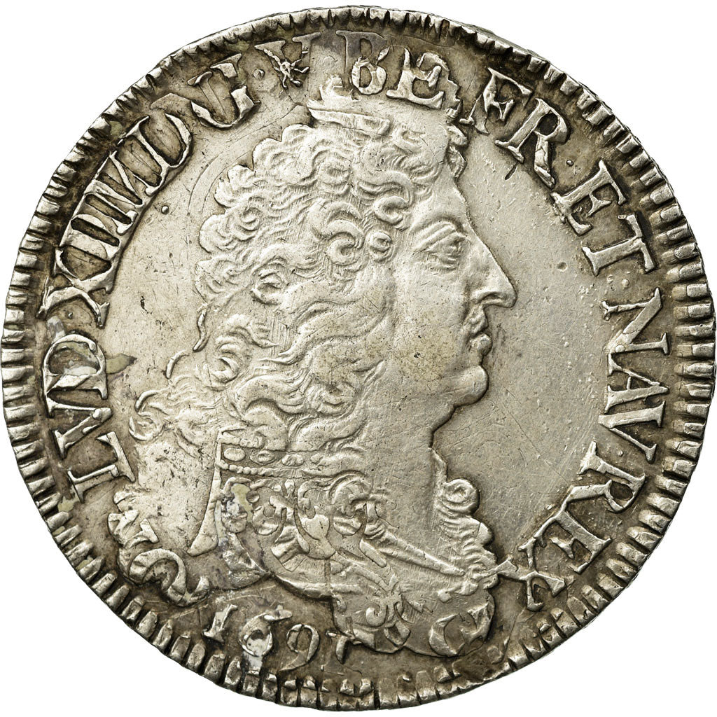 Moeda, França, Louis XIV, Écu aux 8 L, Ecu, 1691, Paris, EF(40-45), Prata