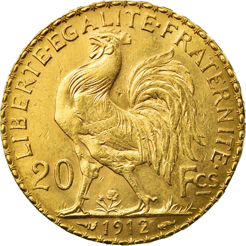 Coin, France, Marianne, 20 Francs, 1912, AU(55-58), Gold, KM:857, Gadoury:1064a