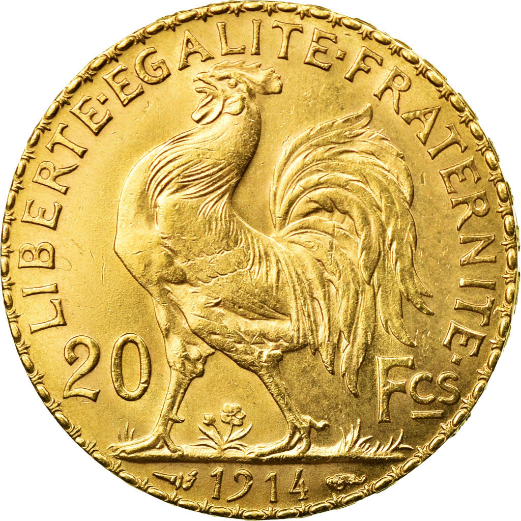 Coin, France, Marianne, 20 Francs, 1914, AU(55-58), Gold, KM:857, Gadoury:1064a