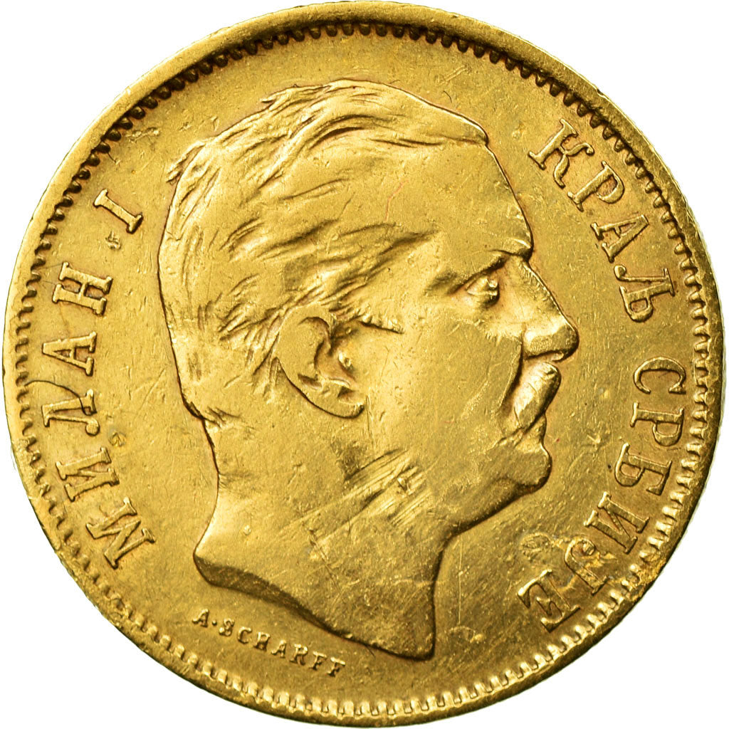 Coin, Serbia, Milan I, 10 Dinara, 1882, VF(30-35), Gold, KM:16