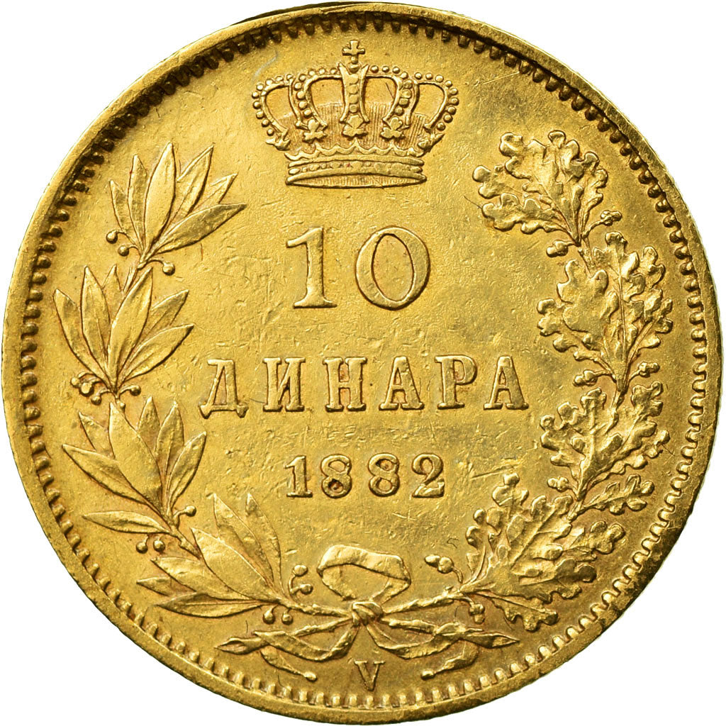 Coin, Serbia, Milan I, 10 Dinara, 1882, VF(30-35), Gold, KM:16