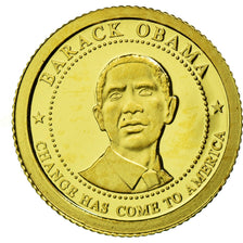 Coin, Liberia, 5 Dollars, 2009, Barack Obama, MS(65-70), Gold, KM:New