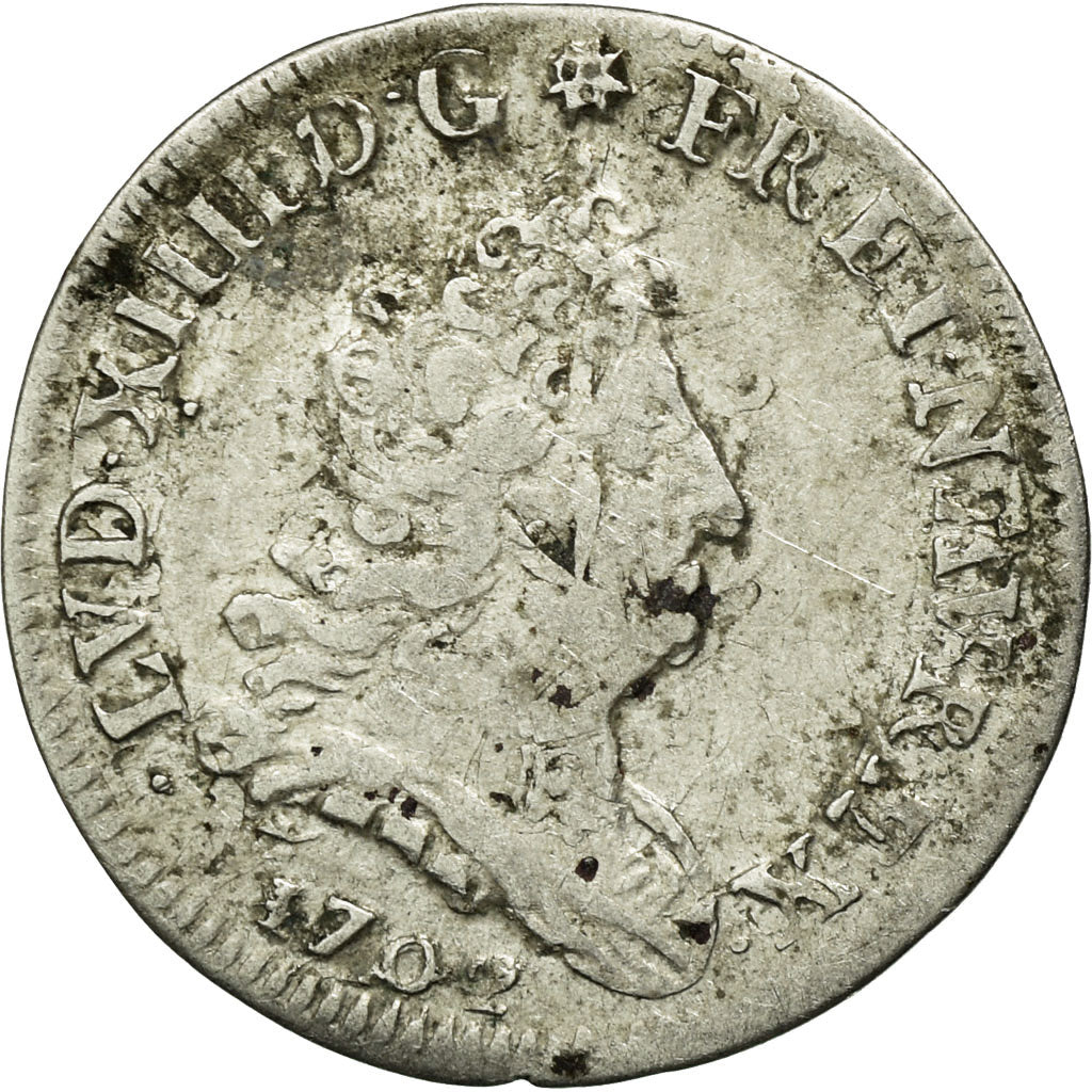 Monnaie, France, Louis XIV, 5 Sols aux insignes, 5 Sols, 1/16 ECU, 1702, Lille