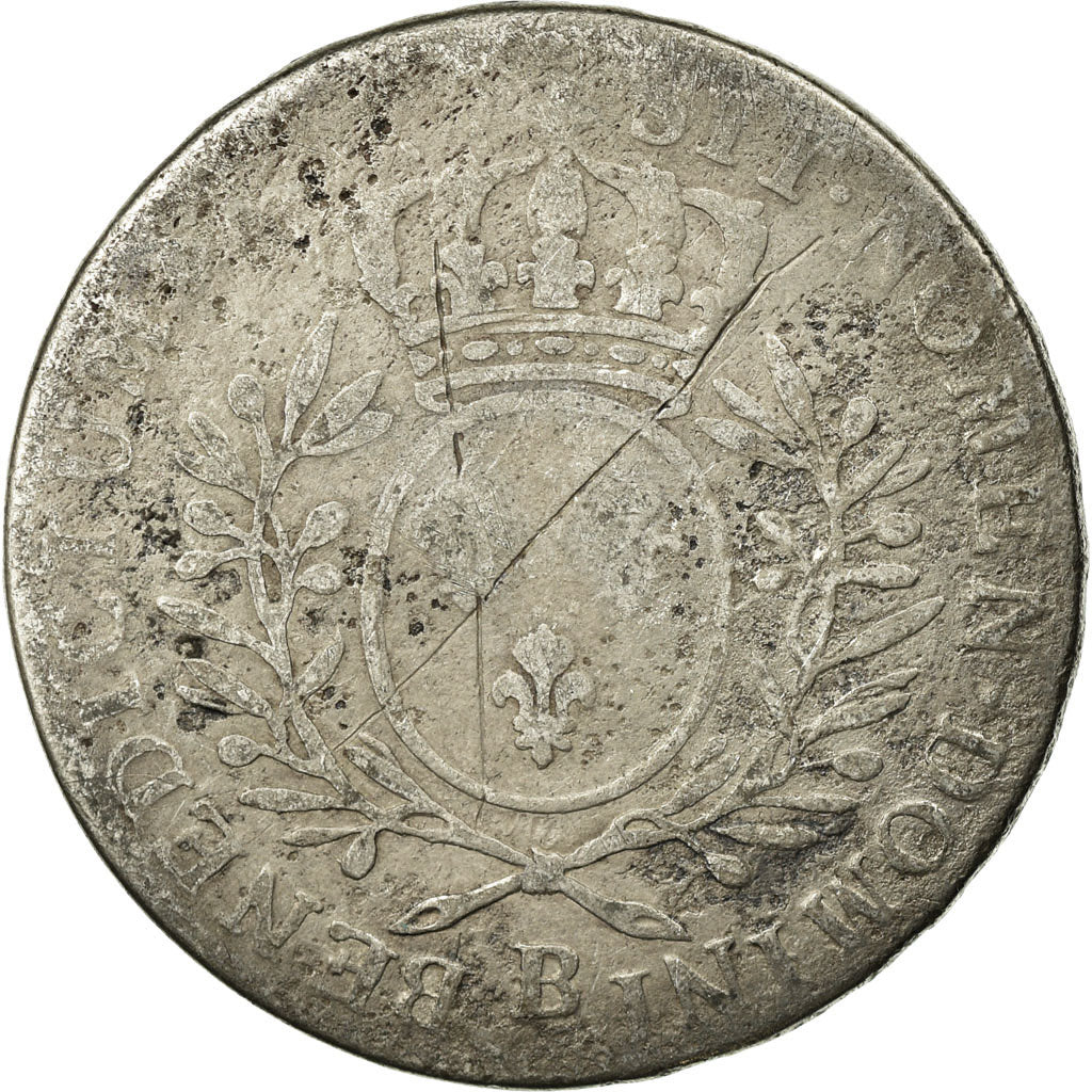 Moneta, Francia, Louis XV, 1/2 Ecu, Rouen, B, Argento, Gadoury:313