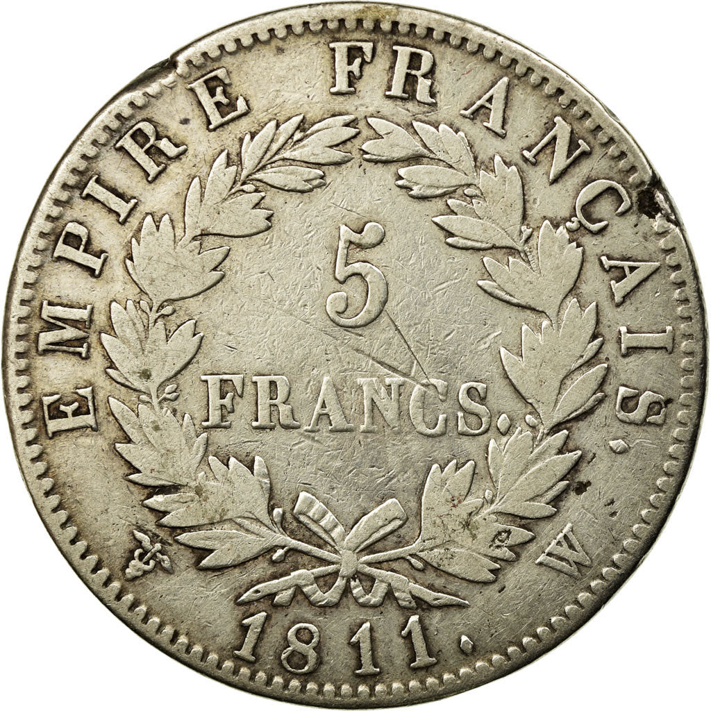 Moneta, Francja, Napoléon I, 5 Francs, 1811, Lille, VF(30-35), Srebro