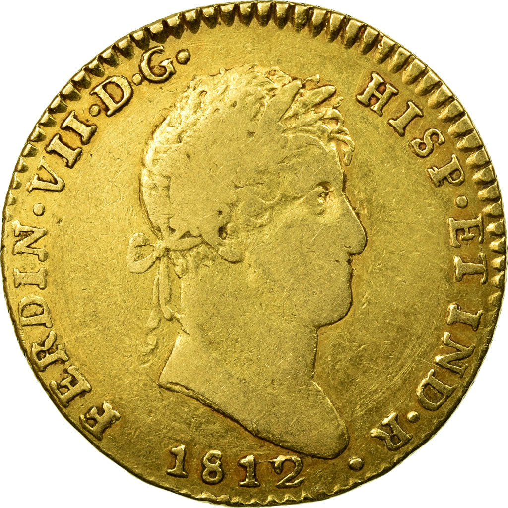 Coin, Spain, Ferdinand VII, 2 Escudos, 1812, Cadiz, VF(20-25), Gold, KM:468