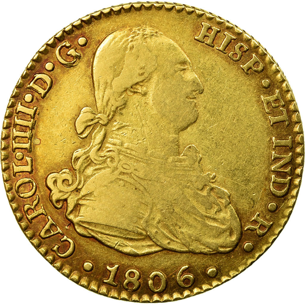 Moneta, Hiszpania, Charles IV, 2 Escudos, 1806, Seville, VF(30-35), Złoto