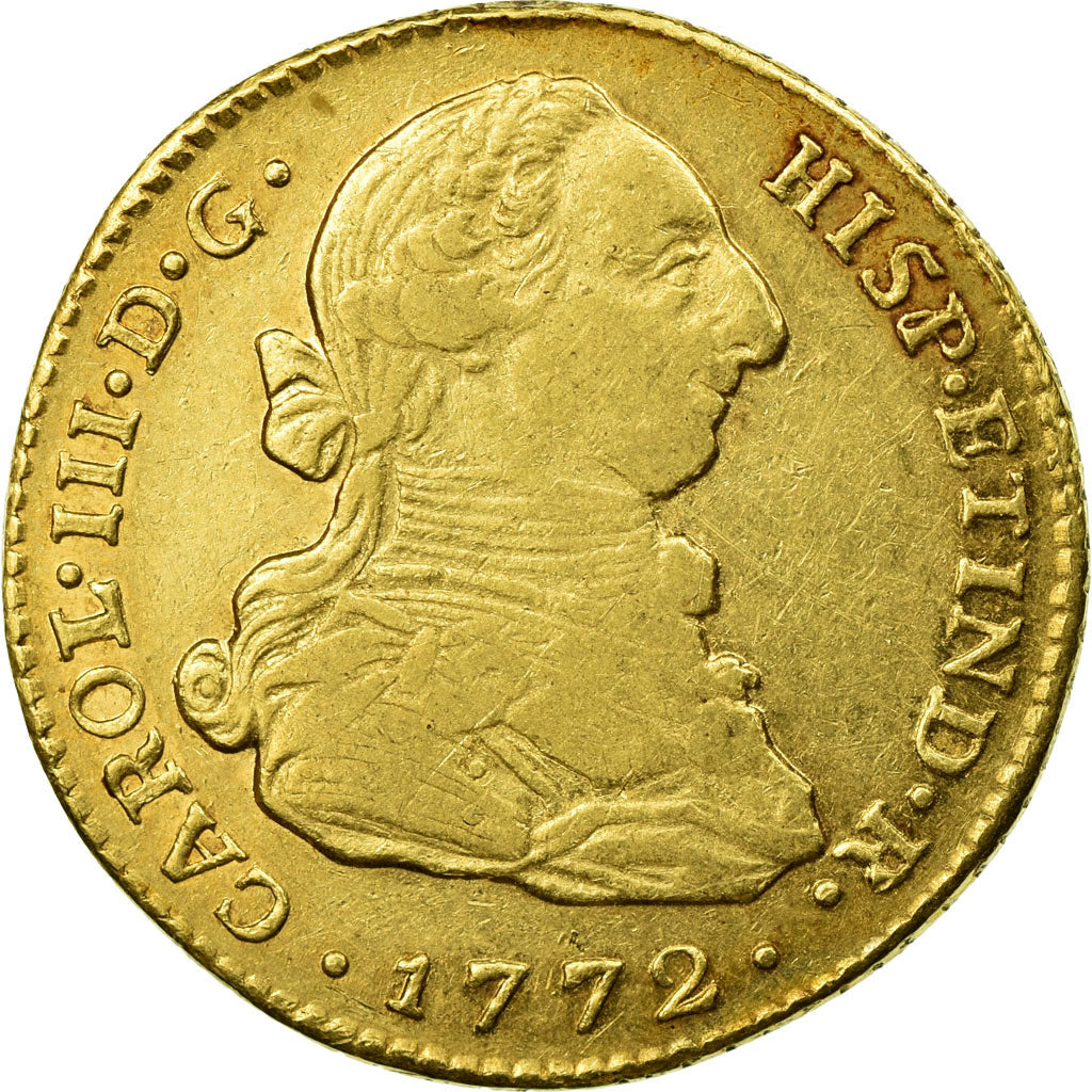 Moneta, Colombia, Charles III, 2 Escudos, 1772, Popayan, BB, Oro, KM:49.2