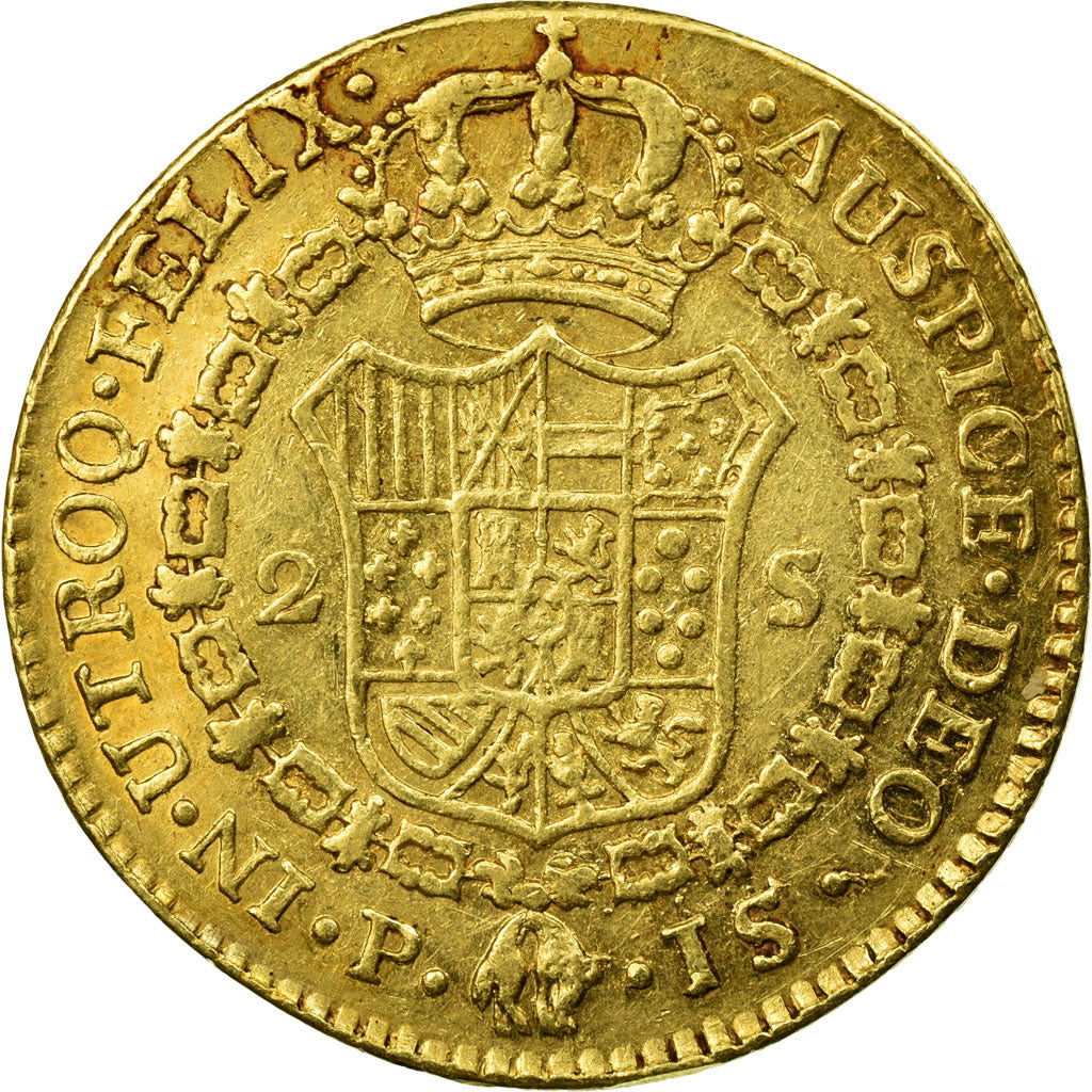 Moneta, Colombia, Charles III, 2 Escudos, 1772, Popayan, BB, Oro, KM:49.2