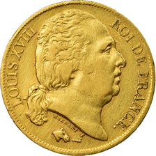 Moneda, Francia, Louis XVIII, 20 Francs, 1824, Paris, MBC, Oro, KM 712.1
