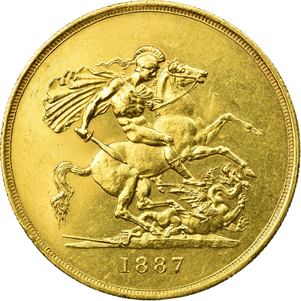 Grande-Bretagne, Victoria, 5 Pounds, 1887, SUP, Gold, KM:769