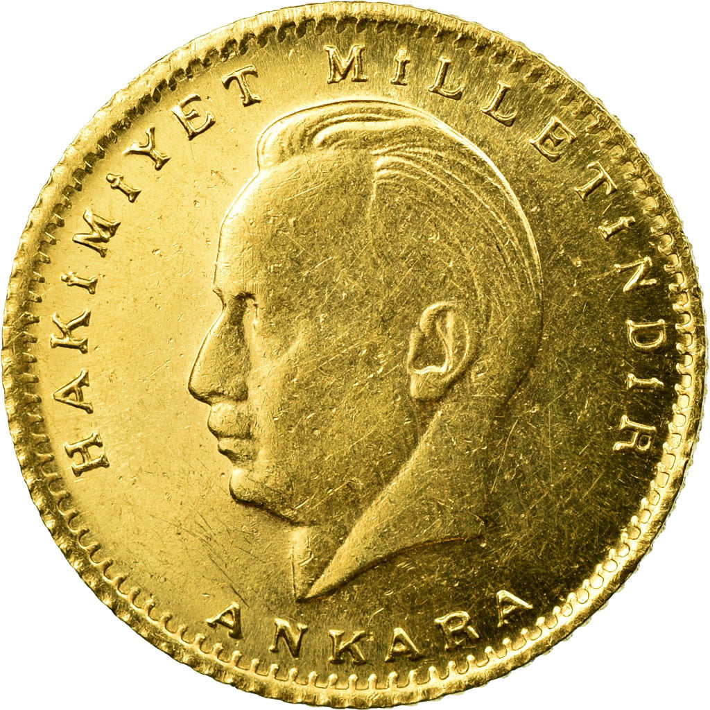 Coin, Turkey, 25 Kurush, 1947, MS(60-62), Gold, KM:875