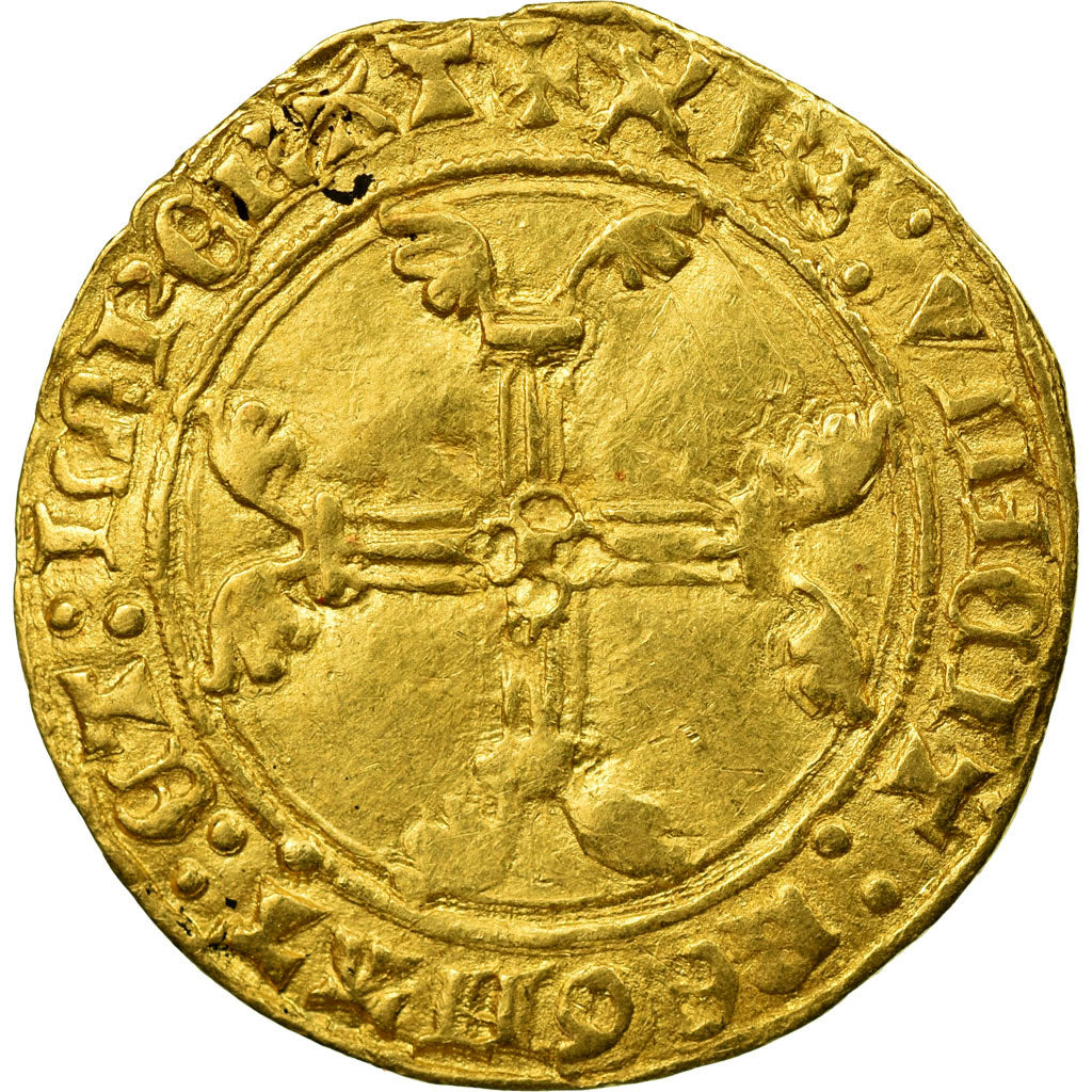 Münze, Frankreich, Charles VII, 1/2 ECU D'or, Paris, SS+, Gold, Duplessy 513