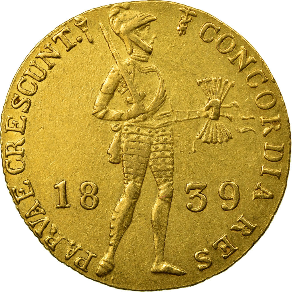 Coin, Netherlands, William I, Ducat, 1839, Utrecht, AU(50-53), Gold, KM:50.1