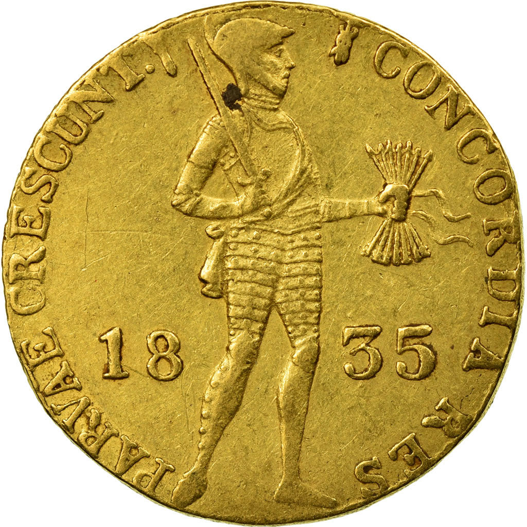 Coin, Netherlands, William I, Ducat, 1835, Utrecht, AU(50-53), Gold, KM:50.1