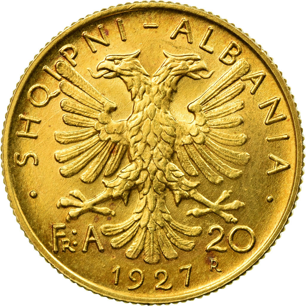 Moneta, Albania, Zog I, 20 Franga Ari, 1927, Rome, SPL, Oro, KM:10