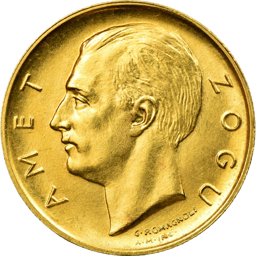 Moneta, Albania, Zog I, 10 Franga Ari, 1927, Rome, SPL, Oro, KM:9