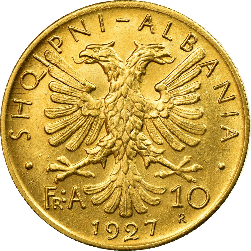 Moneta, Albania, Zog I, 10 Franga Ari, 1927, Rome, SPL, Oro, KM:9