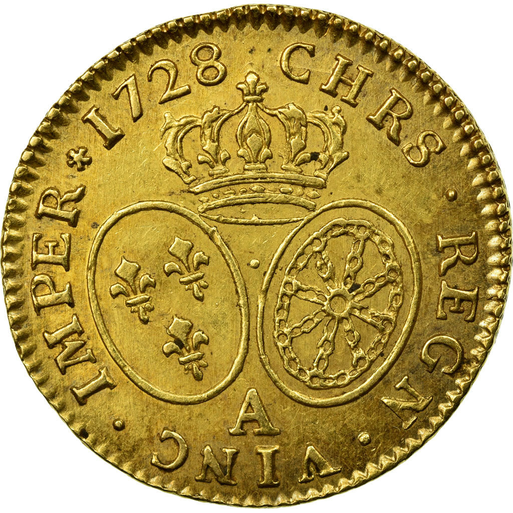 Münze, Frankreich, Louis XV, Louis d'or aux lunettes, 1728, Paris, KM 489.1
