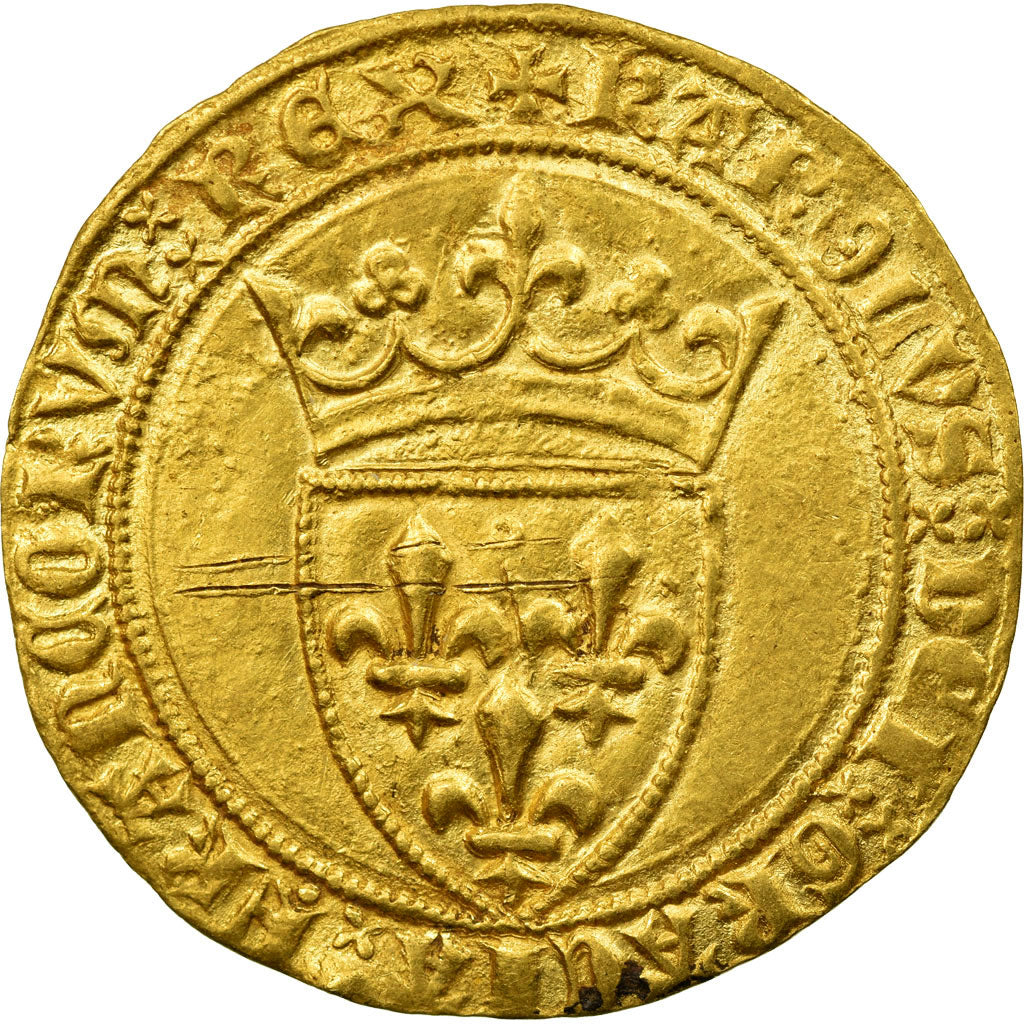 Coin, France, Charles VI, Ecu d'or, Saint-Quentin, EF(40-45), Gold