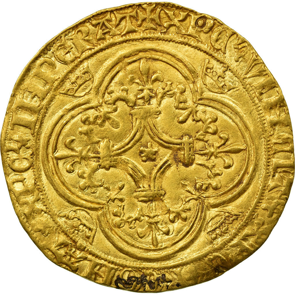 Coin, France, Charles VI, Ecu d'or, Saint-Quentin, EF(40-45), Gold