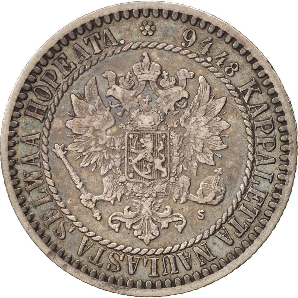 Finland, Alexander II, Markka, 1865, Helsinki, Silver, KM:3.1
