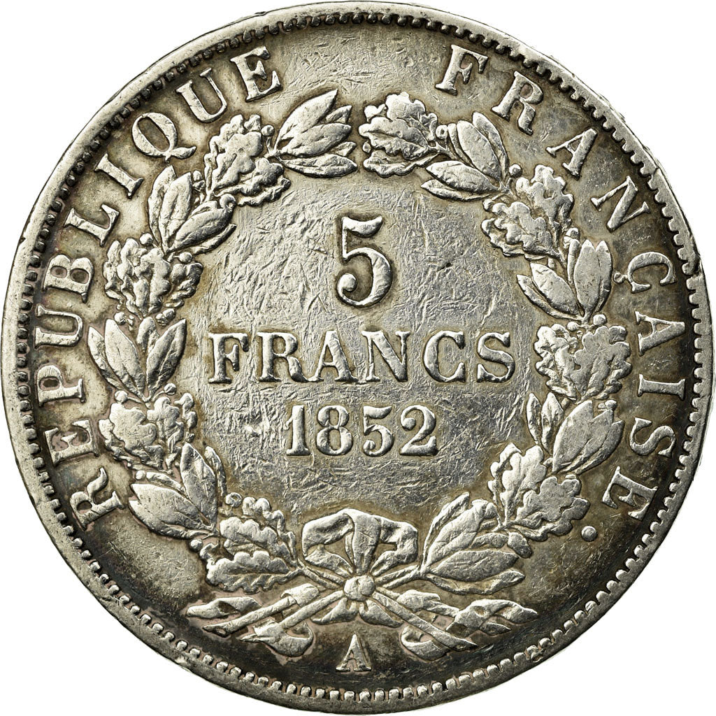 Coin, France, Napoléon III, 5 Francs, 1852, Paris, EF(40-45), Silver, KM:773.1