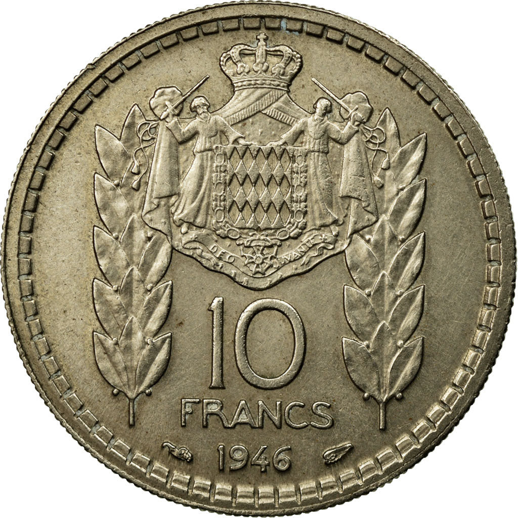 Coin, Monaco, Louis II, 10 Francs, 1946, EF(40-45), Copper-nickel, KM:123