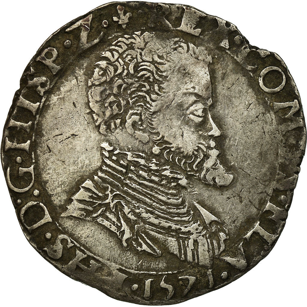 Spanish Netherlands, Flanders, Philip II, Philippe II, 1/5 Ecu, 1571, Bruges