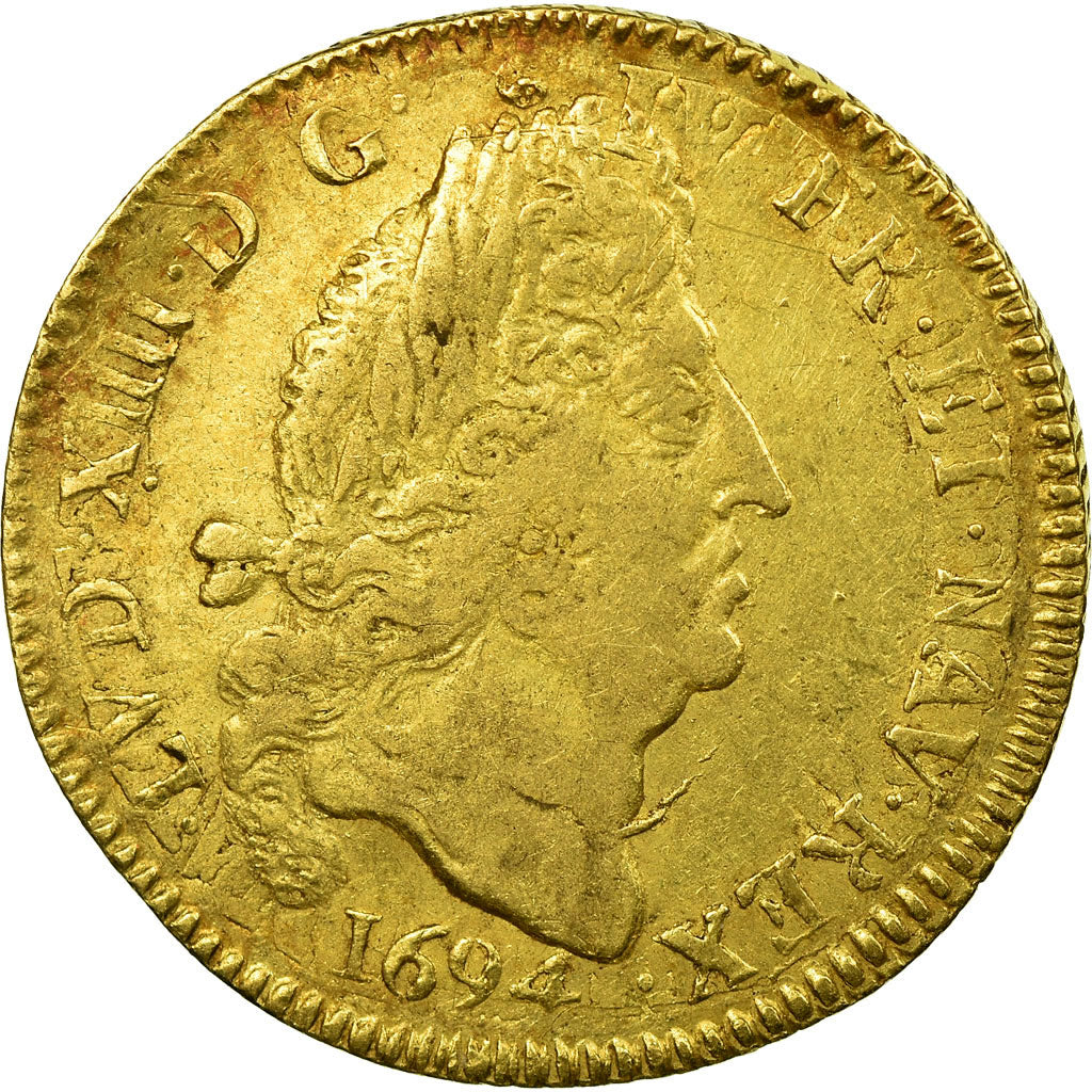 Coin, France, Louis XIV, Louis d'or aux 4 L, 1694, Lille, EF(40-45), KM 302.20