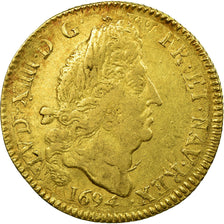 Moeda, França, Louis XIV, Louis d'or aux 4 L, 1694, Lille, KM 302.20