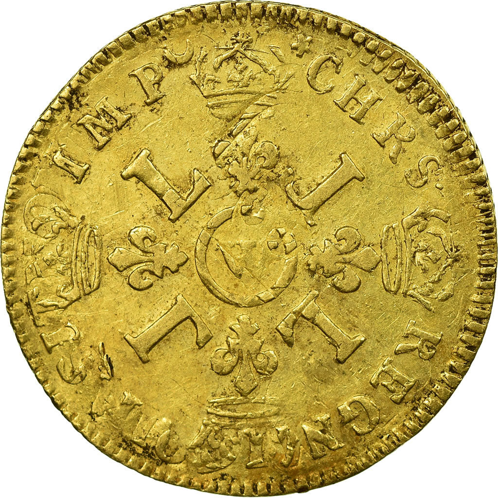 Coin, France, Louis XIV, Louis d'or aux 4 L, 1694, Lille, EF(40-45), KM 302.20