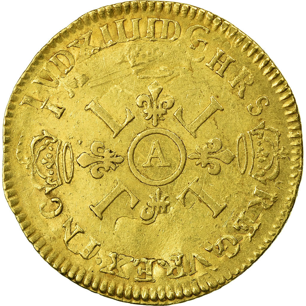 Münze, Frankreich, Louis XIV, Louis d'or aux 4 L, Paris, SS, Gold, Gadoury:252