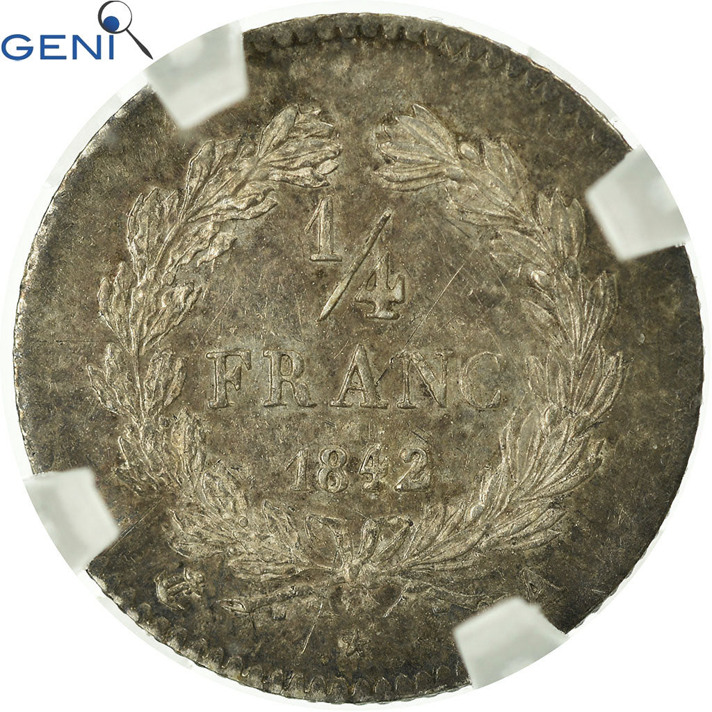 Moneta, Francja, Louis-Philippe, 1/4 Franc, 1842, Paris, GENI, NC99 - Hairlines